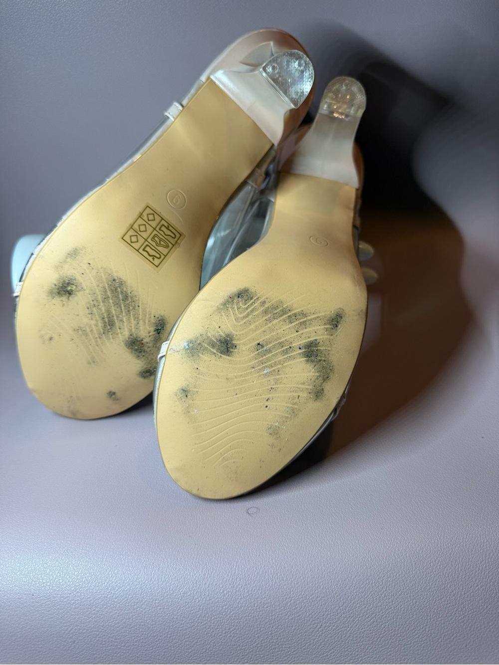 Allegra K Clear Rhinestone Slingback Block Heel Sandals Size 9 💛 - Picture 9 of 10